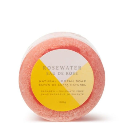 Round loofa soap, Rosewater scent from body By WAXON
